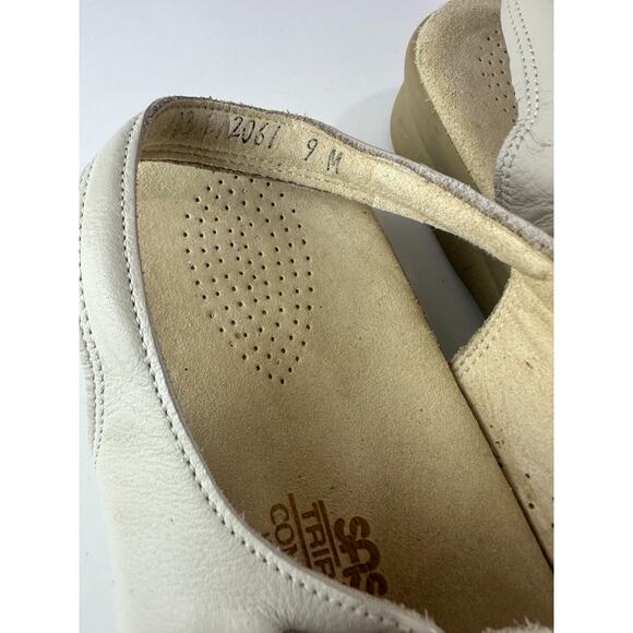 SAS Slingback Triple Buckle Leather Sandals Tripad Comfort Flats Beige Size 9M 9 - Picture 5 of 15